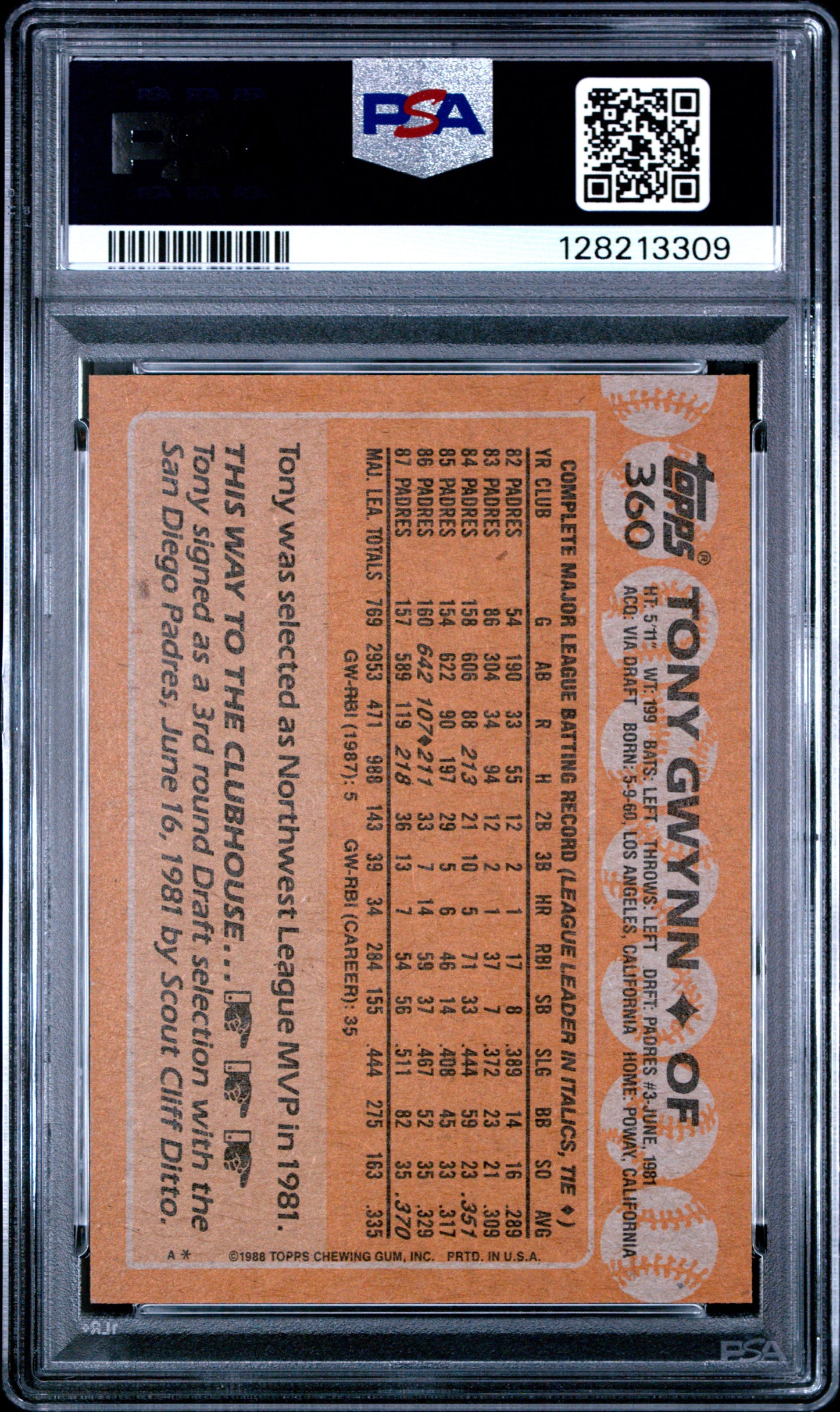 1988 TOPPS 360 TONY GWYNN - MINT 9