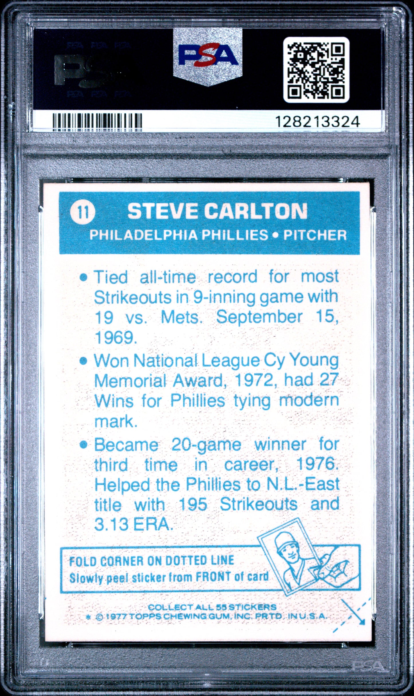 1977 TOPPS CLOTH STICKERS 11 STEVE CARLTON - NEAR MINT 7