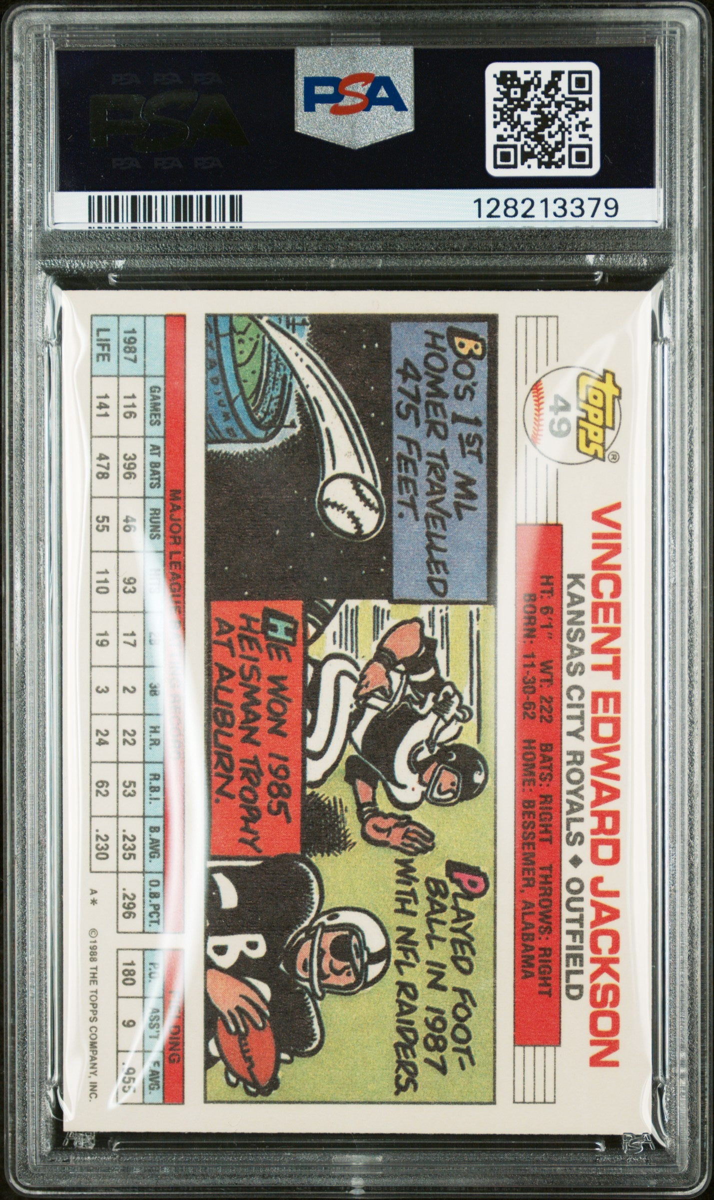 1988 TOPPS BIG BASEBALL 49 BO JACKSON - GEM MINT 10