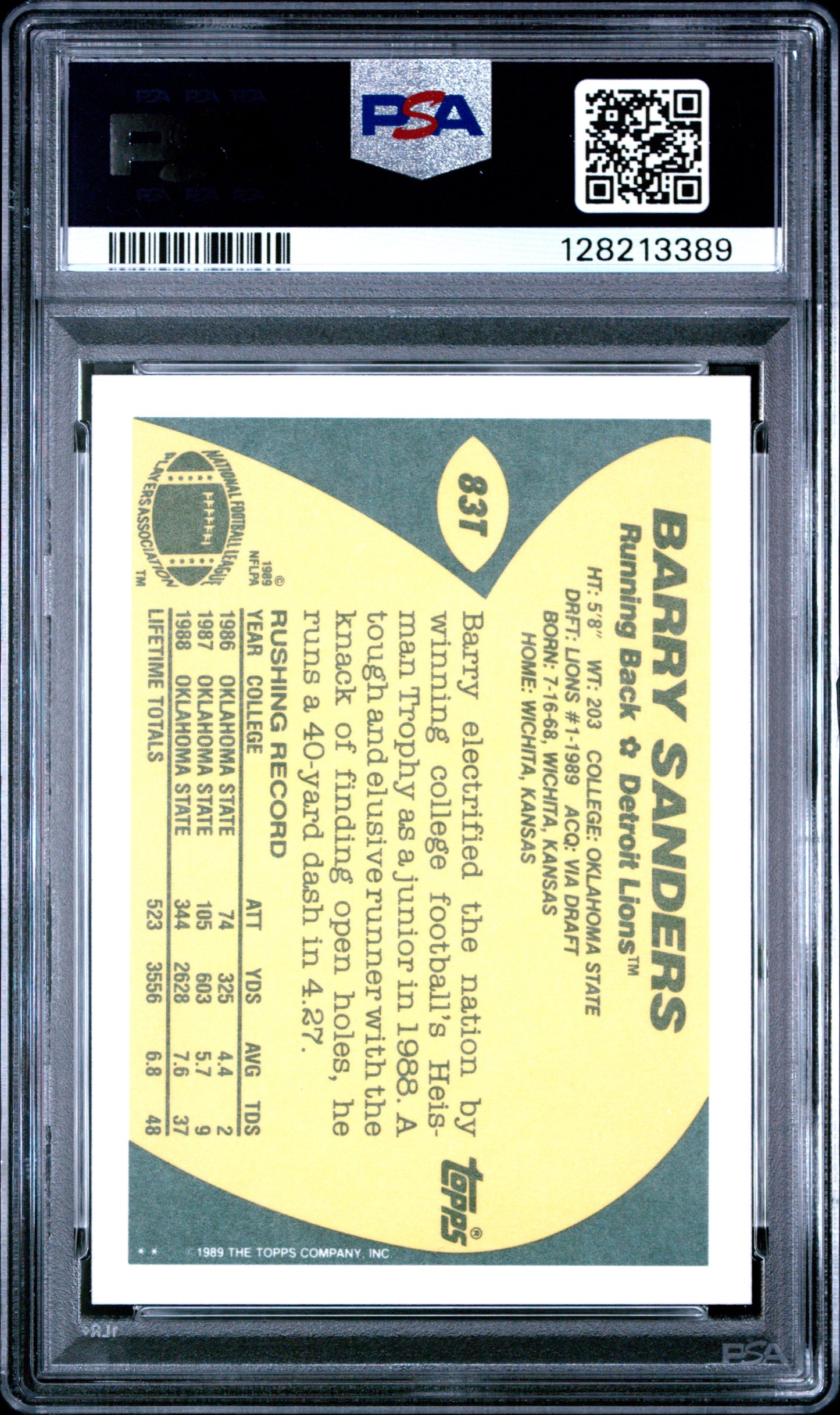 1989 TOPPS TRADED 83T BARRY SANDERS - MINT 9