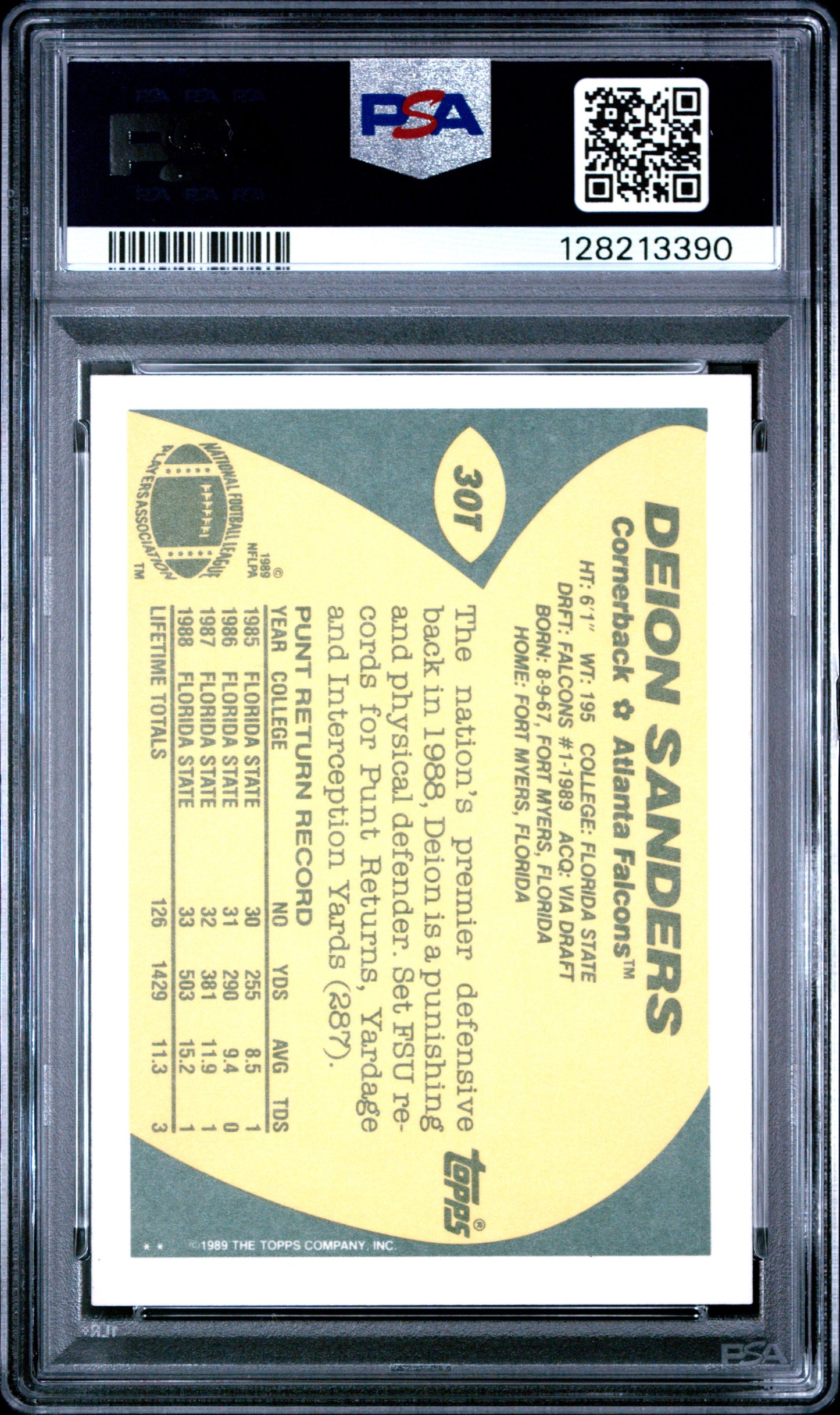 1989 TOPPS TRADED 30T DEION SANDERS - MINT 9