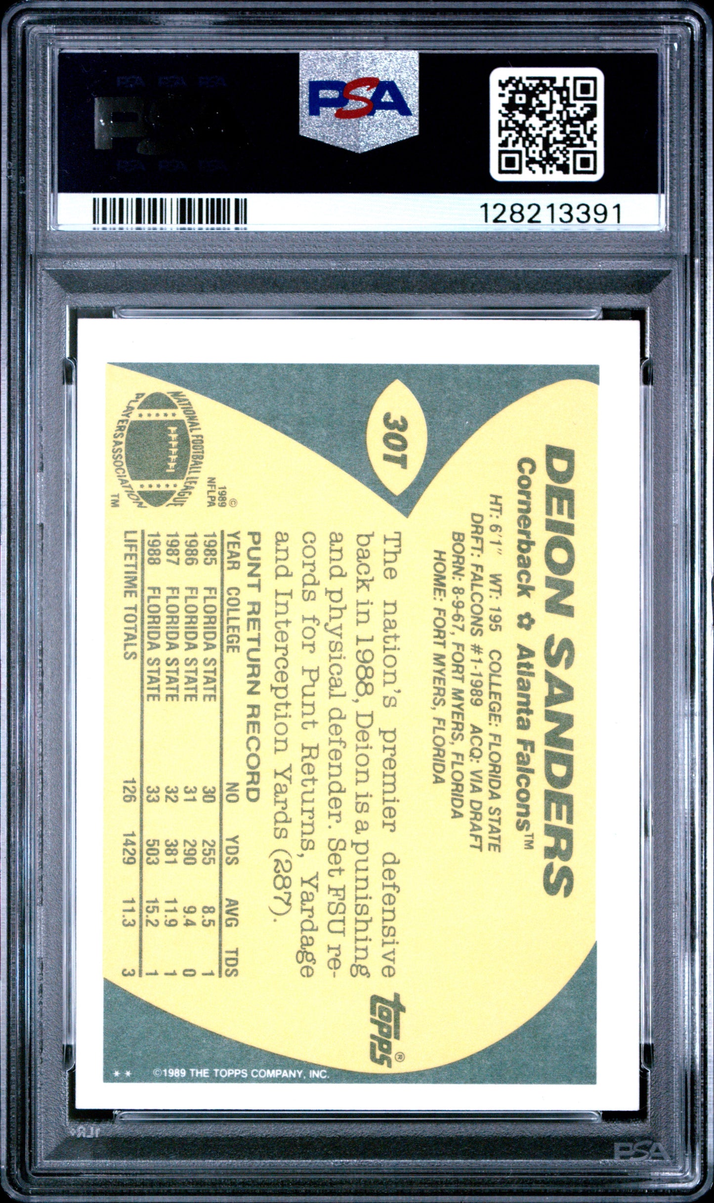 1989 TOPPS TRADED 30T DEION SANDERS - MINT 9