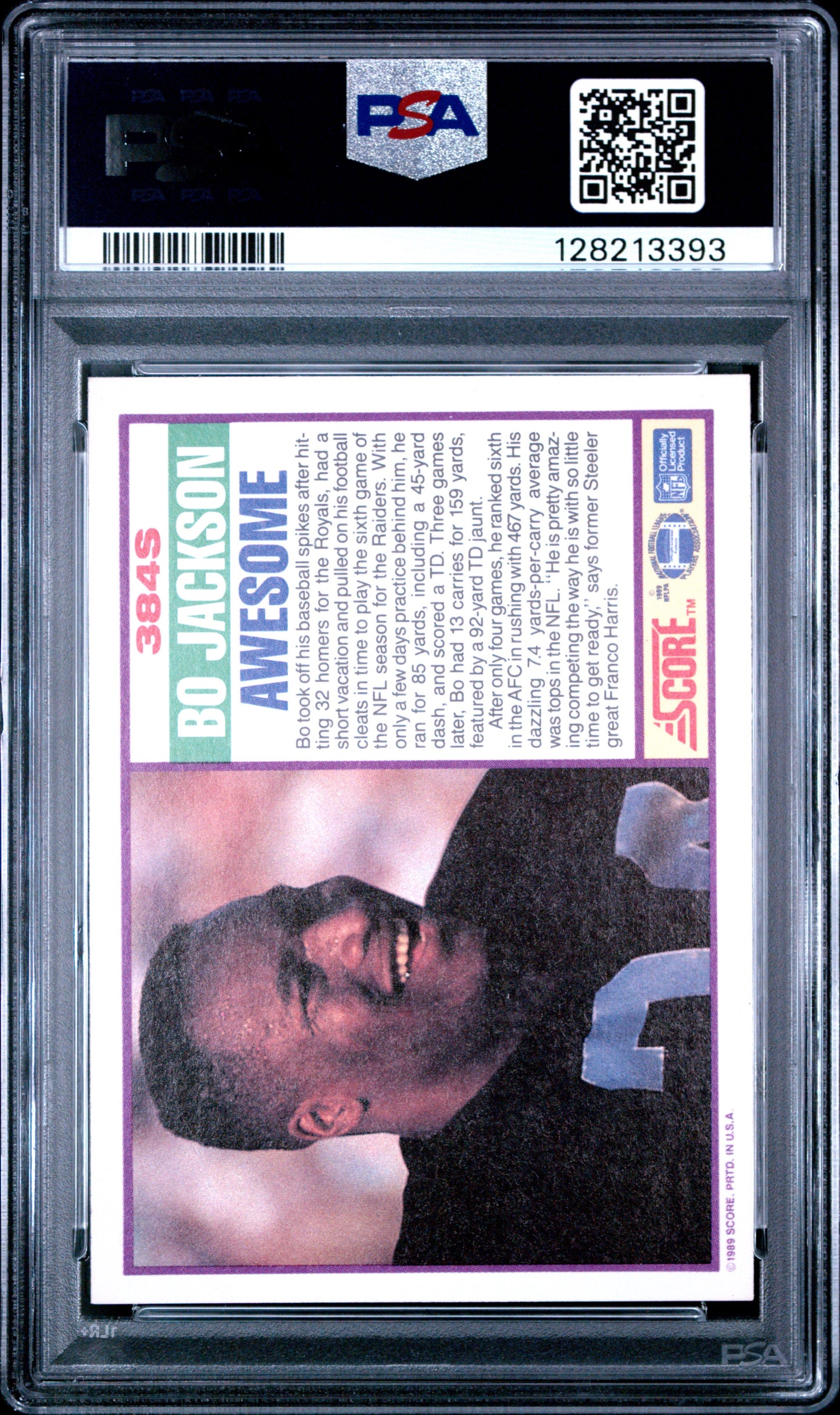 1989 SCORE SUPPLEMENTAL 384S BO JACKSON - GEM MINT 10