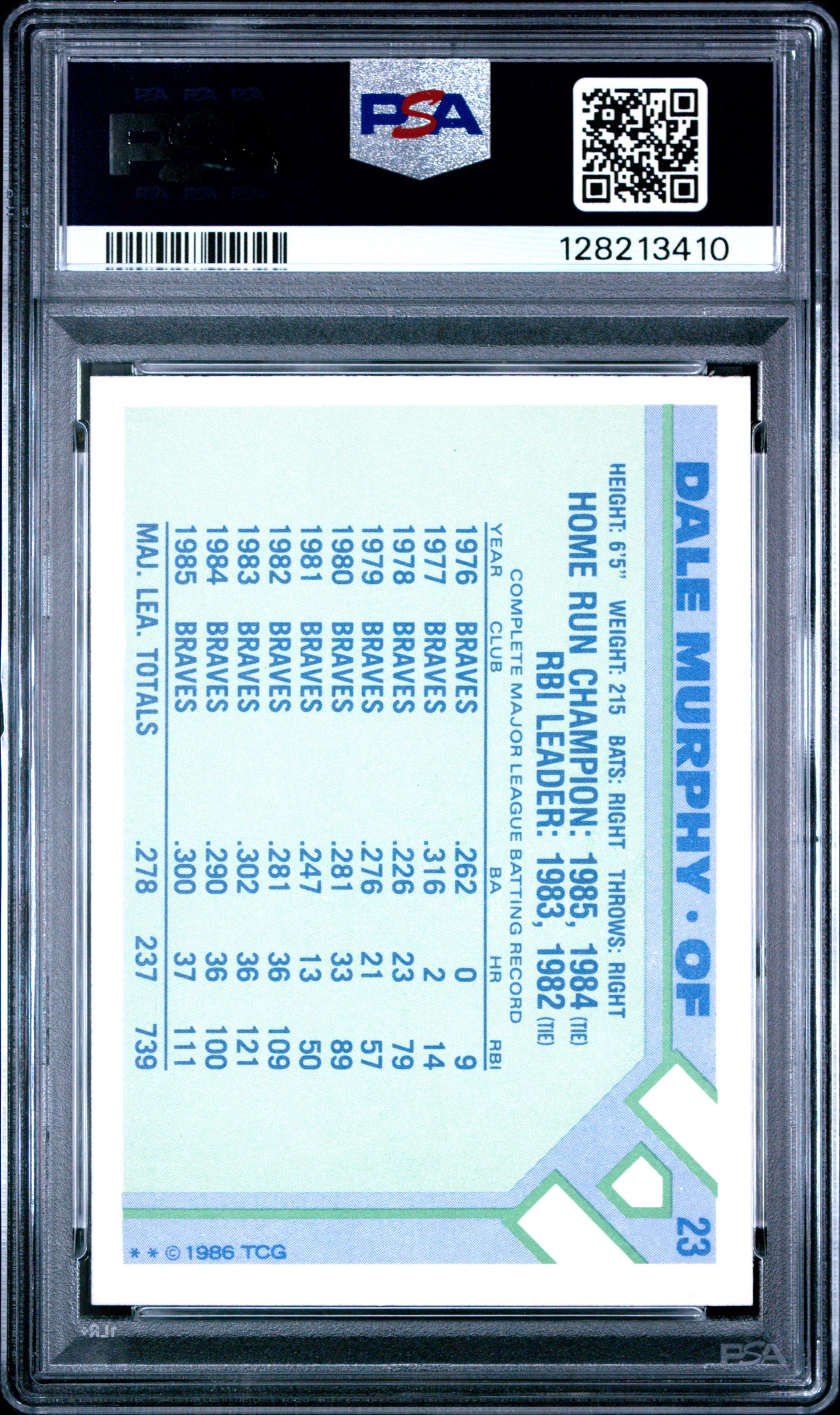 1986 WOOLWORTH 23 DALE MURPHY - GEM MINT 10