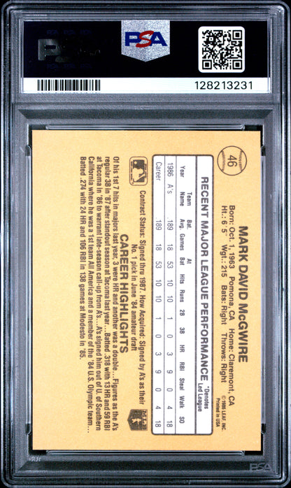 1987 DONRUSS 46 MARK McGWIRE - NEAR MINT-MINT 8