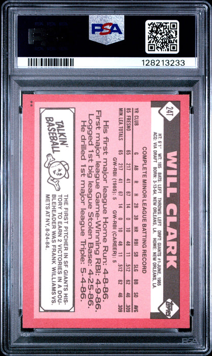 1986 TOPPS TRADED 24T WILL CLARK - MINT 9