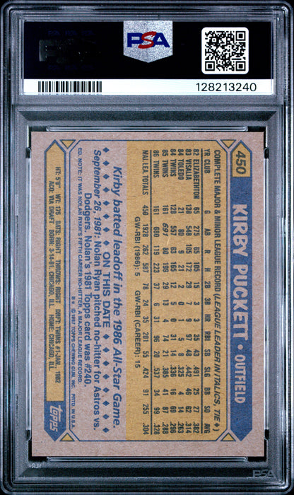 1987 TOPPS 450 KIRBY PUCKETT  - MINT 9