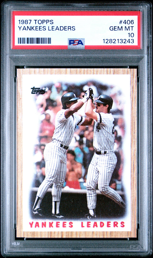 1987 TOPPS 406 YANKEES LEADERS  - GEM MINT 10
