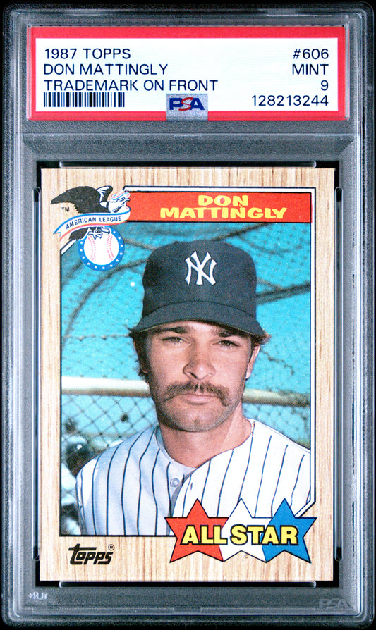 1987 TOPPS 606 DON MATTINGLY TRADEMARK ON FRONT - MINT 9