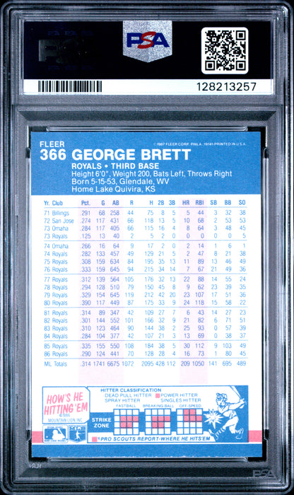 1987 FLEER GLOSSY 366 GEORGE BRETT - MINT 9