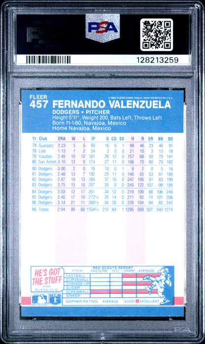 1987 FLEER GLOSSY 457 FERNANDO VALENZUELA - MINT 9
