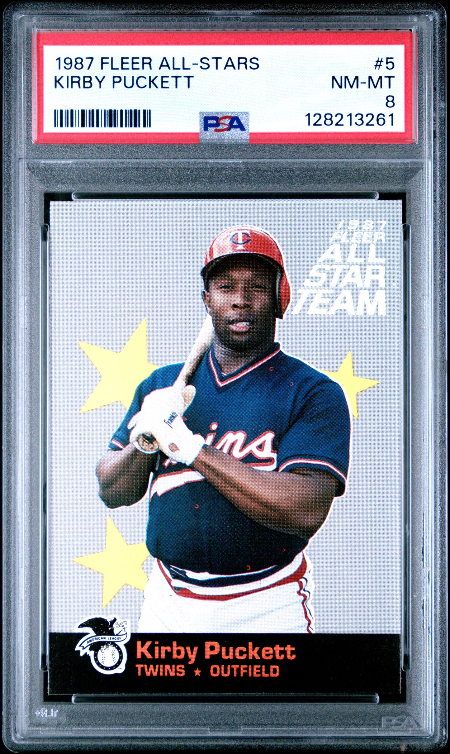 1987 FLEER ALL-STARS 5 KIRBY PUCKETT - NEAR MINT-MINT 8