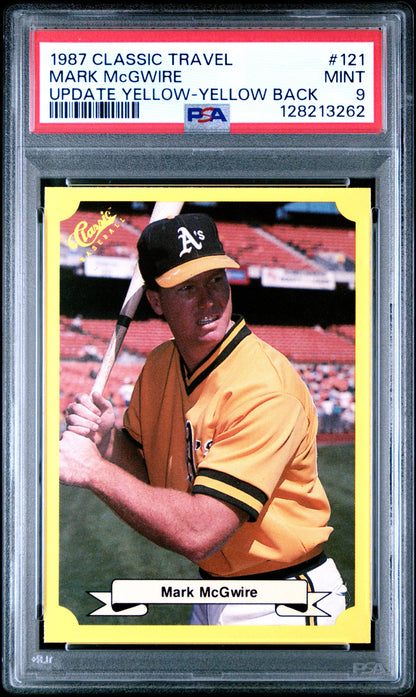 1987 CLASSIC TRAVEL UPDATE YELLOW 121 MARK McGWIRE YELLOW BACK - MINT 9