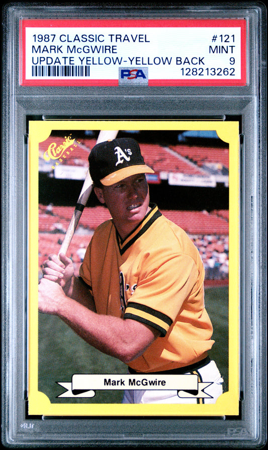 1987 CLASSIC TRAVEL UPDATE YELLOW 121 MARK McGWIRE YELLOW BACK - MINT 9