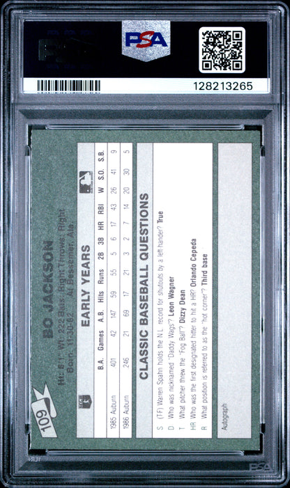 1987 CLASSIC TRAVEL UPDATE YELLOW 109 BO JACKSON GREEN BACK - MINT 9