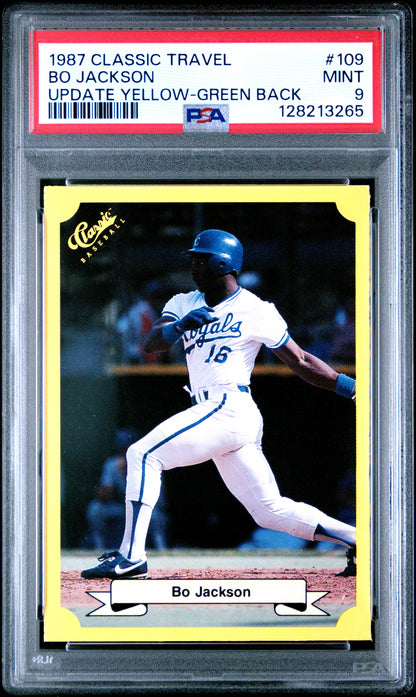 1987 CLASSIC TRAVEL UPDATE YELLOW 109 BO JACKSON GREEN BACK - MINT 9