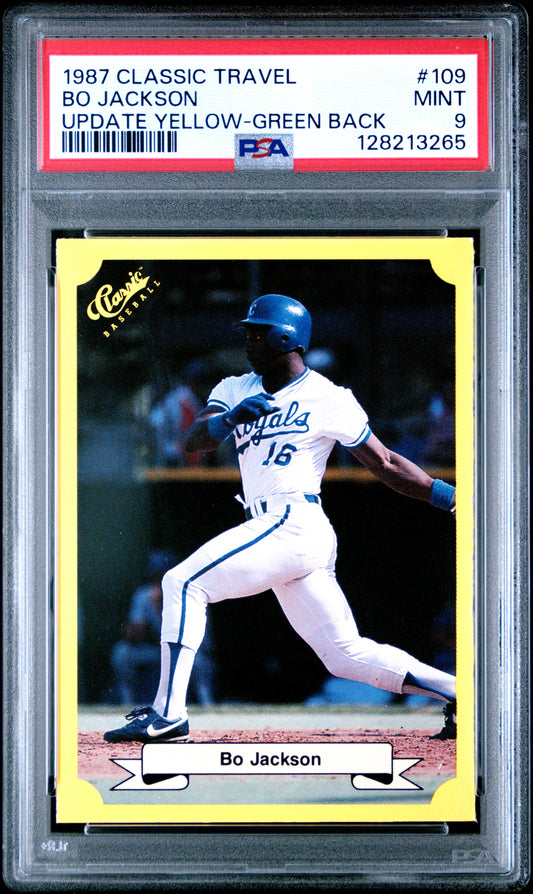 1987 CLASSIC TRAVEL UPDATE YELLOW 109 BO JACKSON GREEN BACK - MINT 9