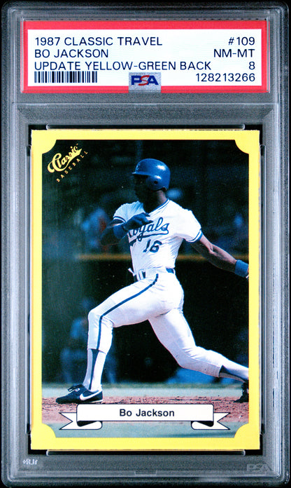1987 CLASSIC TRAVEL UPDATE YELLOW 109 BO JACKSON GREEN BACK - NEAR MINT-MINT 8