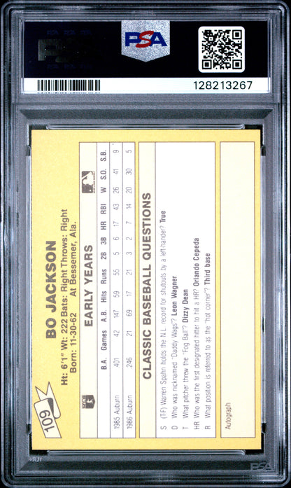 1987 CLASSIC TRAVEL UPDATE YELLOW 109 BO JACKSON YELLOW BACK - MINT 9