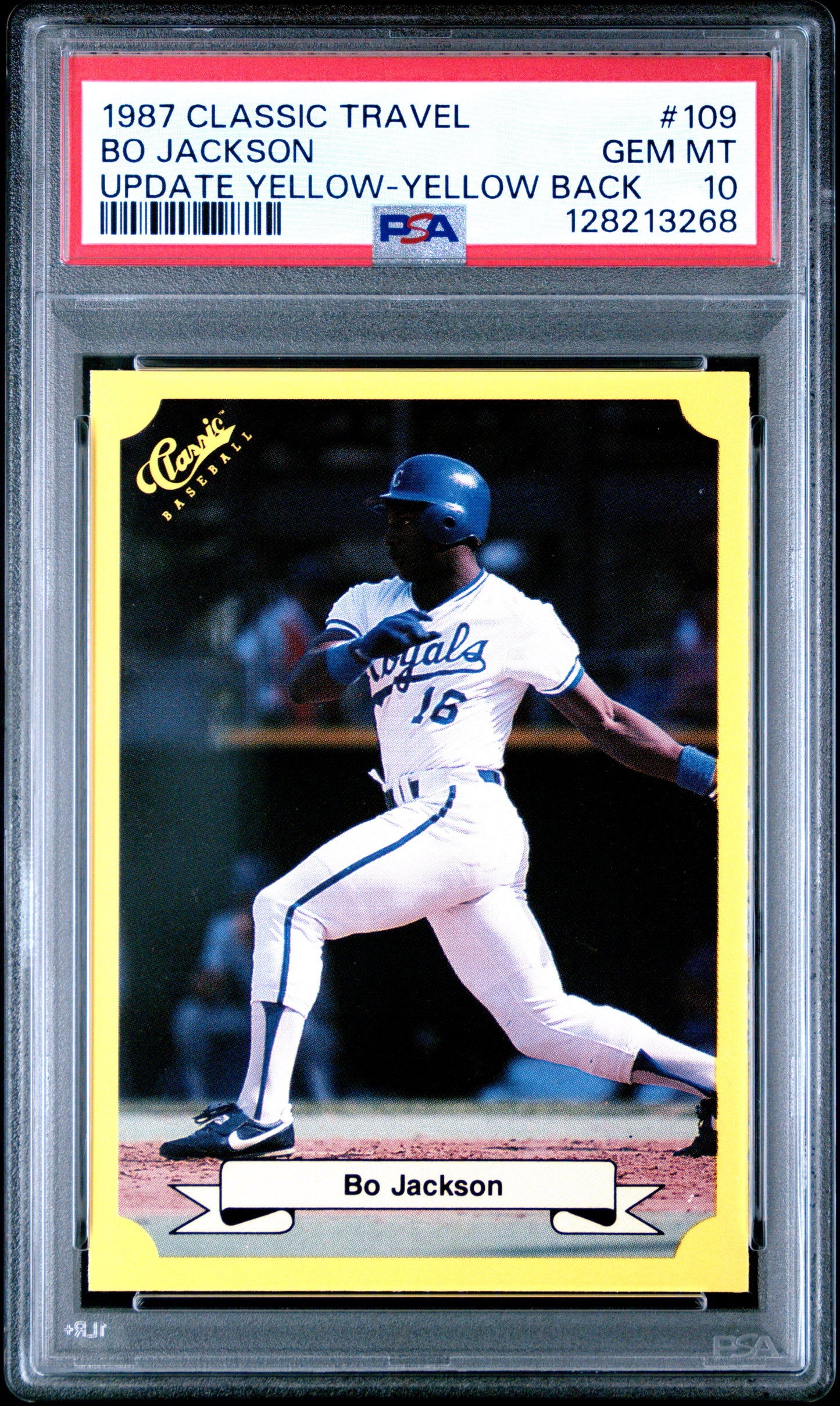 1987 CLASSIC TRAVEL UPDATE YELLOW 109 BO JACKSON YELLOW BACK - GEM MINT 10