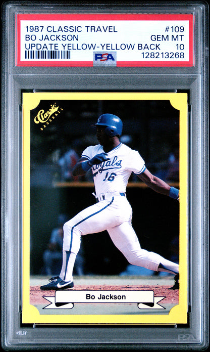 1987 CLASSIC TRAVEL UPDATE YELLOW 109 BO JACKSON YELLOW BACK - GEM MINT 10