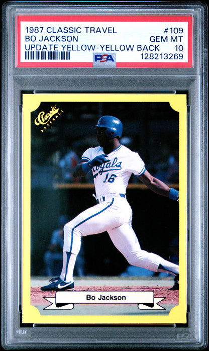 1987 CLASSIC TRAVEL UPDATE YELLOW 109 BO JACKSON YELLOW BACK - GEM MINT 10