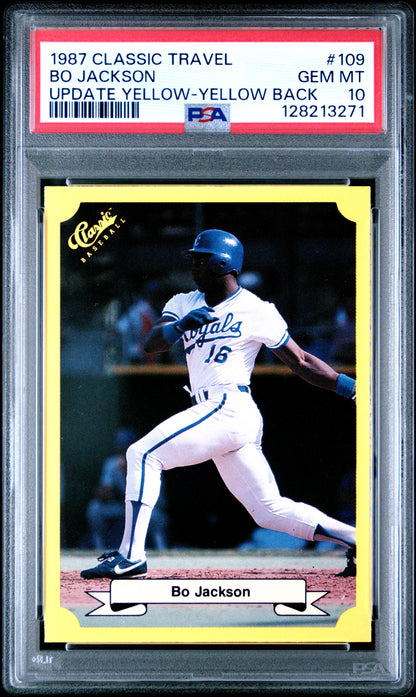 1987 CLASSIC TRAVEL UPDATE YELLOW 109 BO JACKSON YELLOW BACK - GEM MINT 10