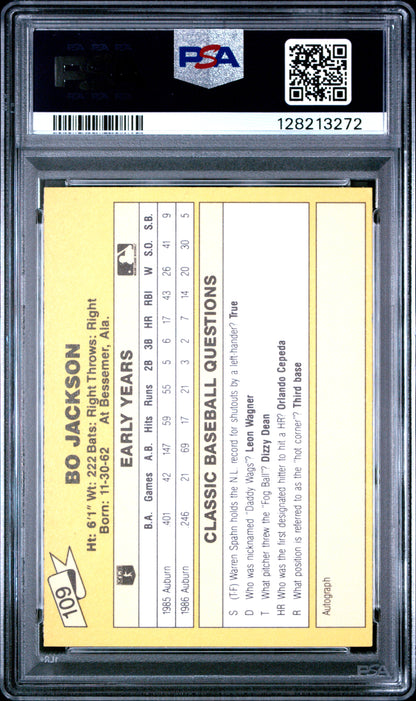 1987 CLASSIC TRAVEL UPDATE YELLOW 109 BO JACKSON YELLOW BACK - MINT 9