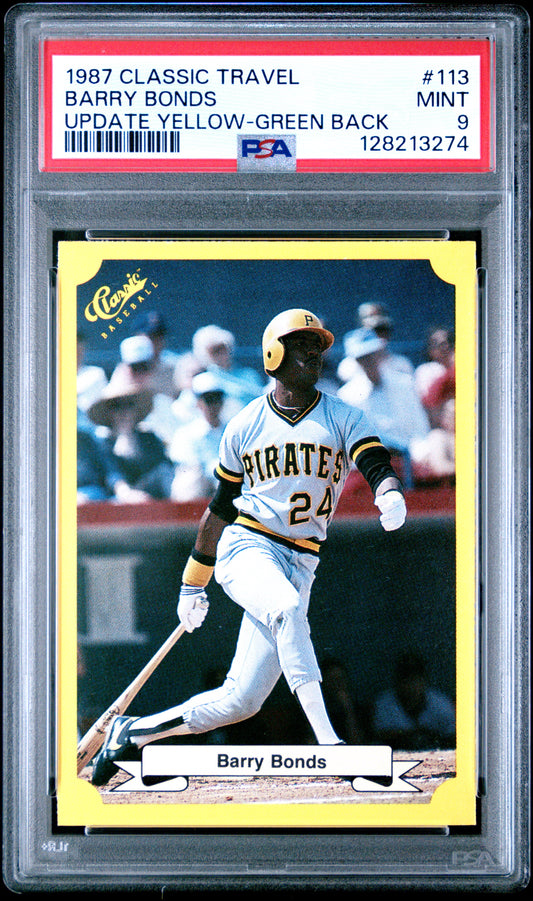 1987 CLASSIC TRAVEL UPDATE YELLOW 113 BARRY BONDS GREEN BACK - MINT 9