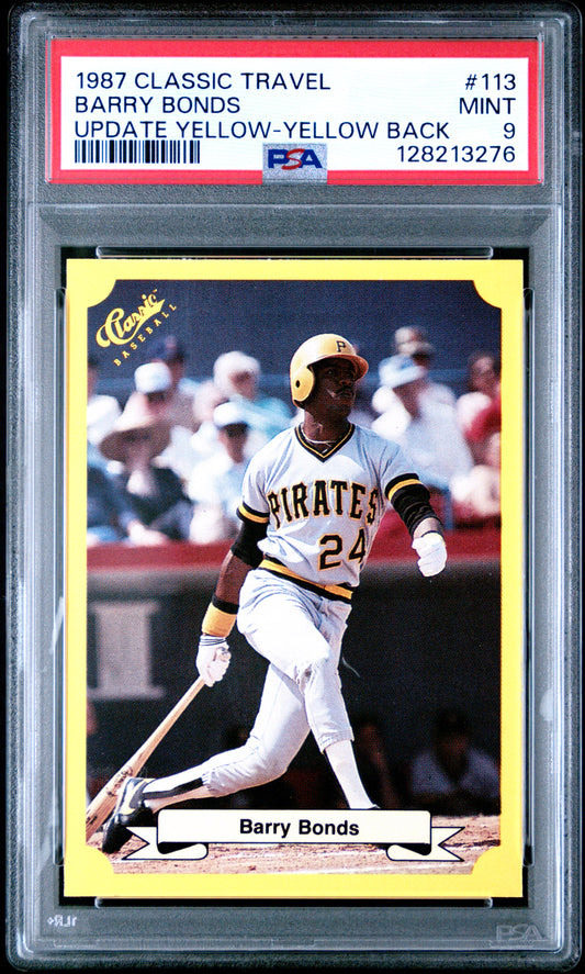 1987 CLASSIC TRAVEL UPDATE YELLOW 113 BARRY BONDS YELLOW BACK - MINT 9