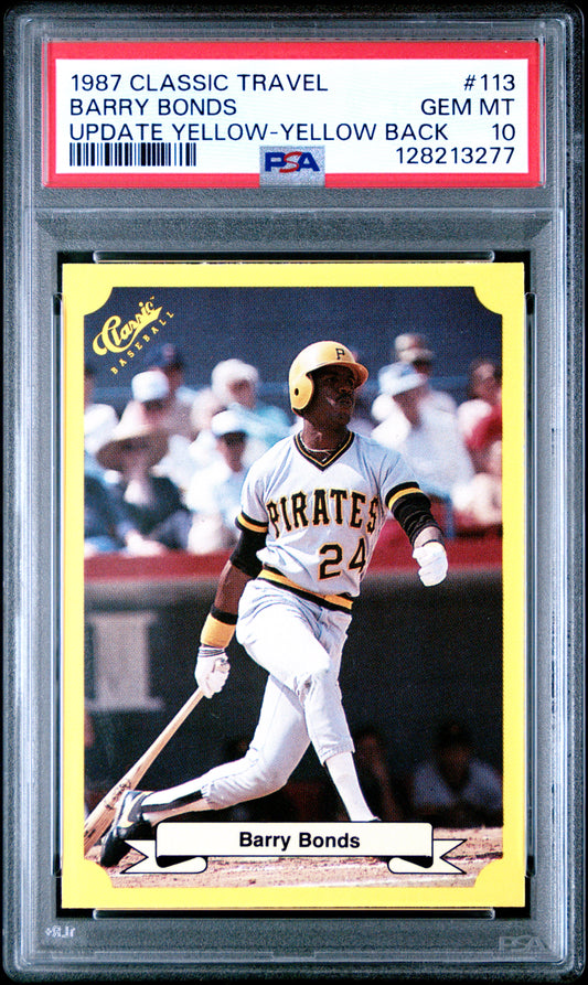 1987 CLASSIC TRAVEL UPDATE YELLOW 113 BARRY BONDS YELLOW BACK - GEM MINT 10