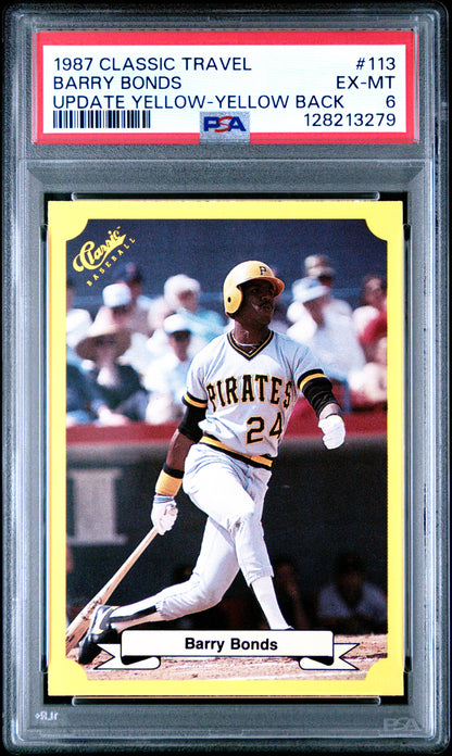 1987 CLASSIC TRAVEL UPDATE YELLOW 113 BARRY BONDS YELLOW BACK - EXCELLENT-MINT 6