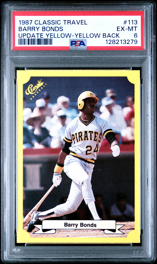 1987 CLASSIC TRAVEL UPDATE YELLOW 113 BARRY BONDS YELLOW BACK - EXCELLENT-MINT 6
