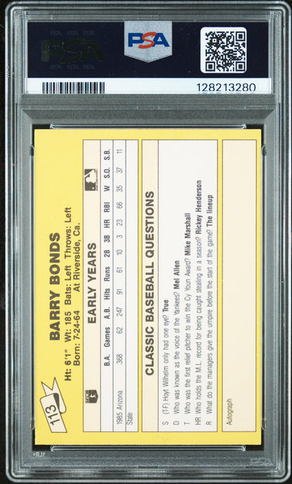 1987 CLASSIC TRAVEL UPDATE YELLOW 113 BARRY BONDS YELLOW BACK - MINT 9