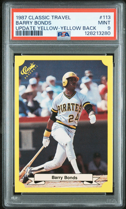 1987 CLASSIC TRAVEL UPDATE YELLOW 113 BARRY BONDS YELLOW BACK - MINT 9