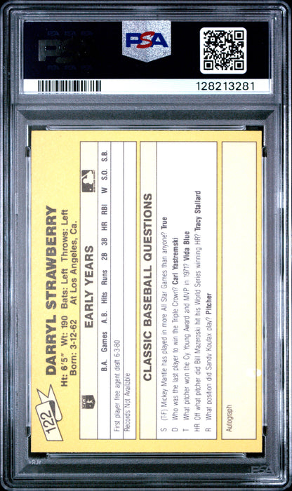 1987 CLASSIC TRAVEL UPDATE YELLOW 122 DARRYL STRAWBERRY YELLOW BACK - GEM MINT 10