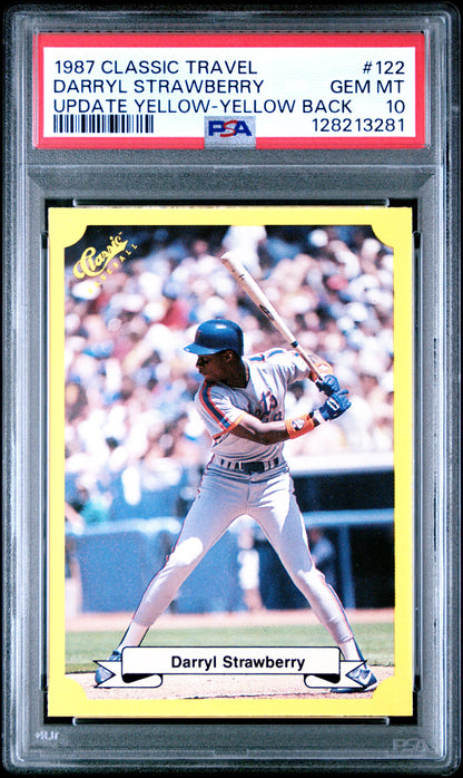 1987 CLASSIC TRAVEL UPDATE YELLOW 122 DARRYL STRAWBERRY YELLOW BACK - GEM MINT 10