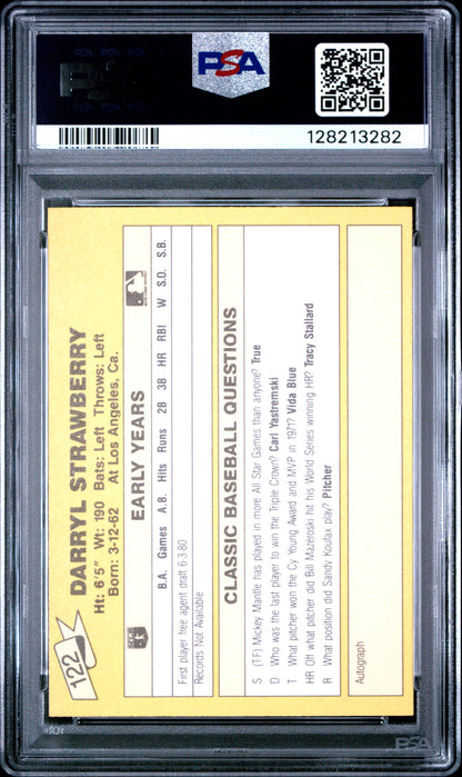 1987 CLASSIC TRAVEL UPDATE YELLOW 122 DARRYL STRAWBERRY YELLOW BACK - GEM MINT 10