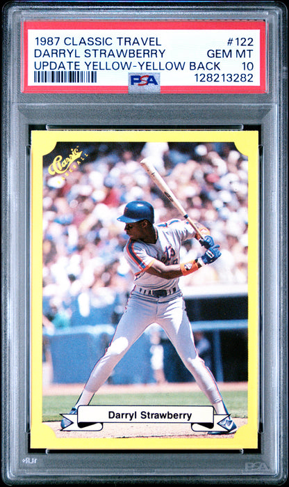 1987 CLASSIC TRAVEL UPDATE YELLOW 122 DARRYL STRAWBERRY YELLOW BACK - GEM MINT 10