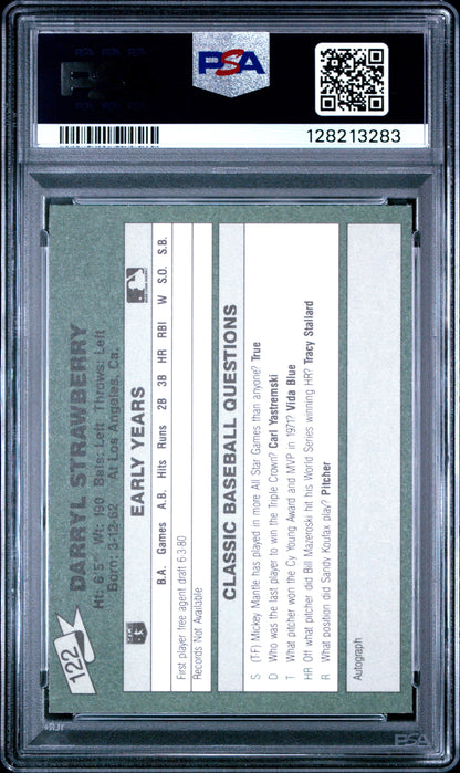 1987 CLASSIC TRAVEL UPDATE YELLOW 122 DARRYL STRAWBERRY GREEN BACK - NEAR MINT-MINT 8