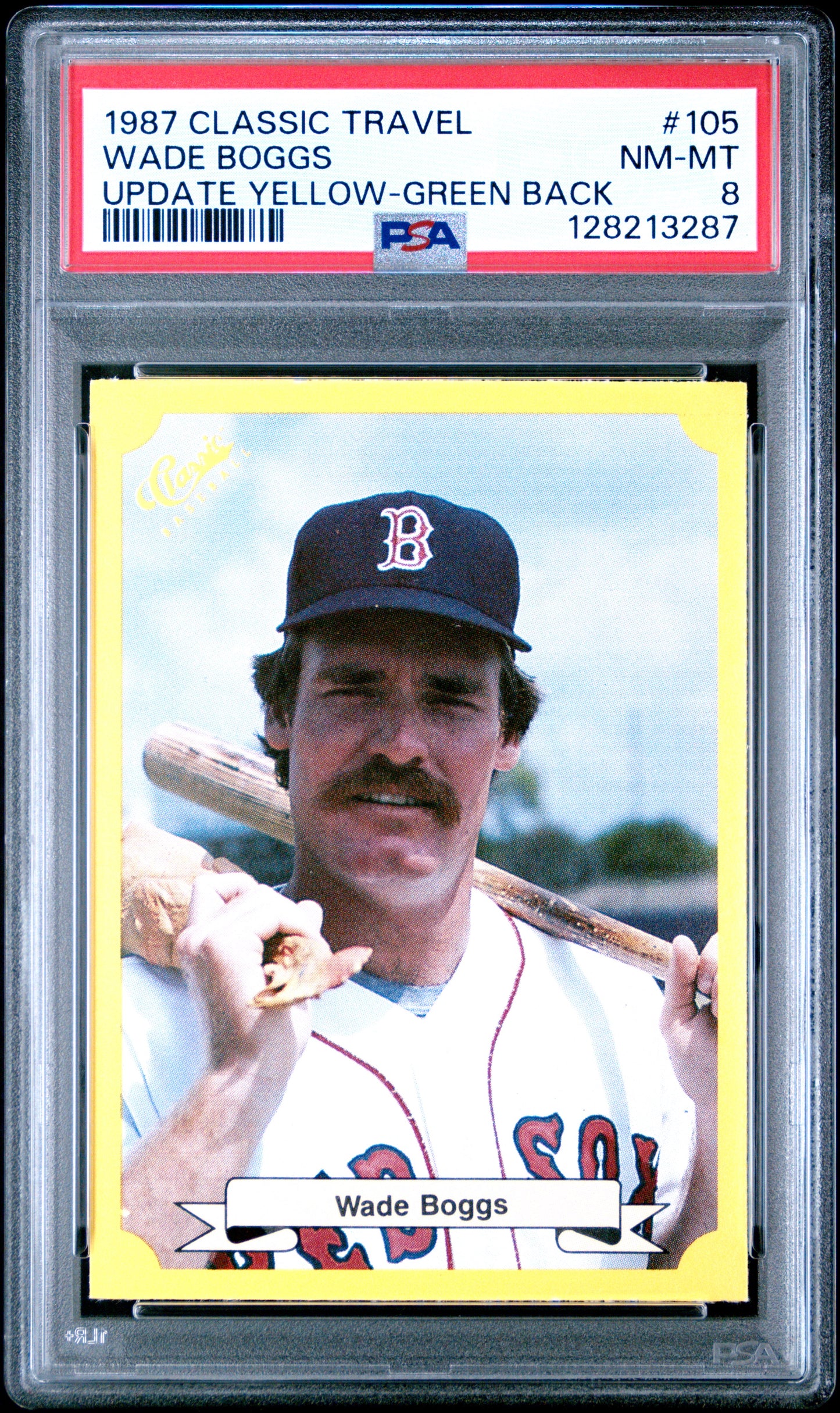 1987 CLASSIC TRAVEL UPDATE YELLOW 105 WADE BOGGS GREEN BACK - NEAR MINT-MINT 8