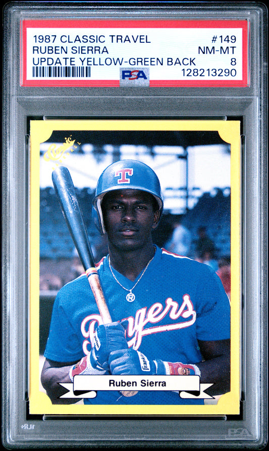 1987 CLASSIC TRAVEL UPDATE YELLOW 149 RUBEN SIERRA GREEN BACK - NEAR MINT-MINT 8