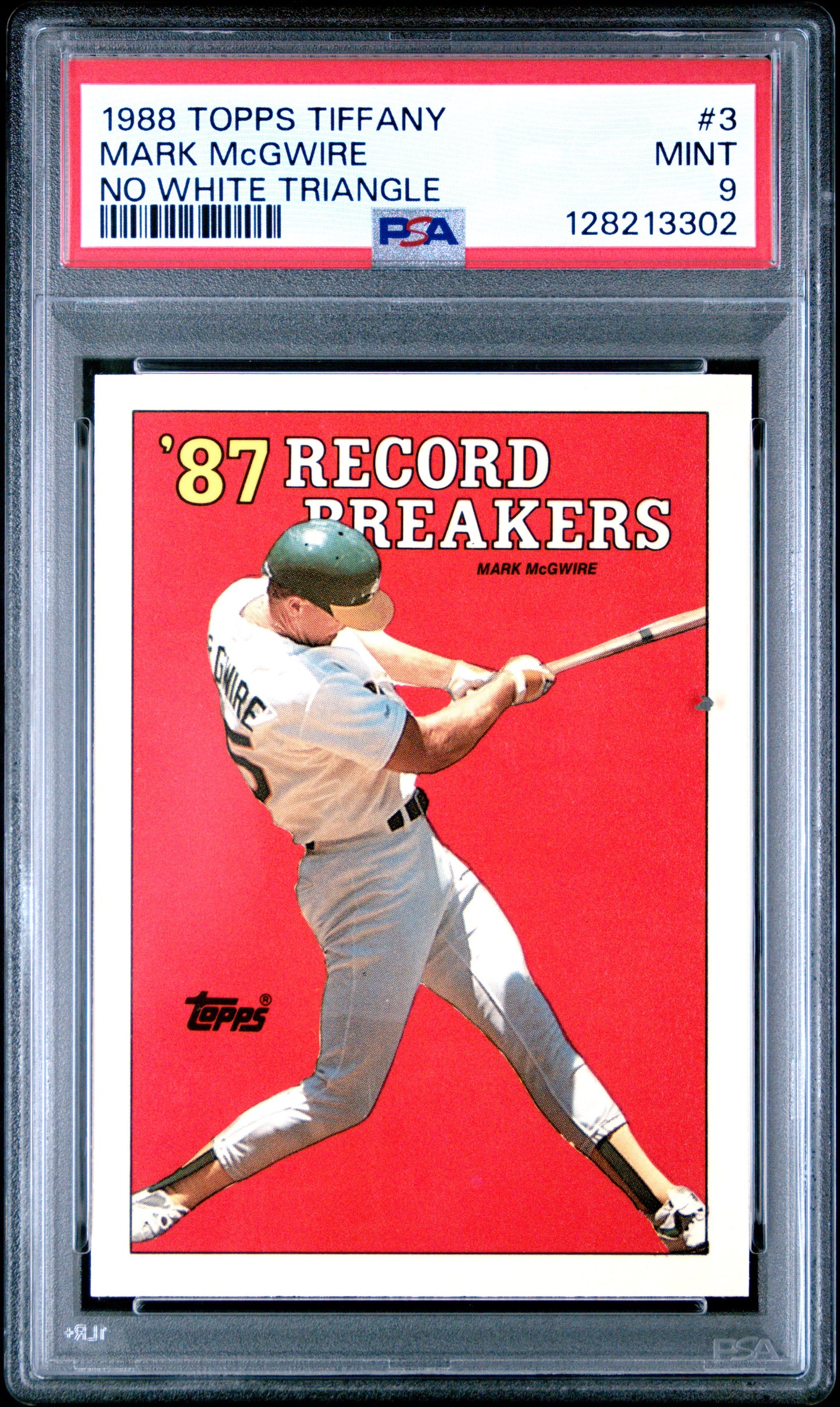 1988 TOPPS TIFFANY 3 MARK McGWIRE NO WHITE TRIANGLE - MINT 9