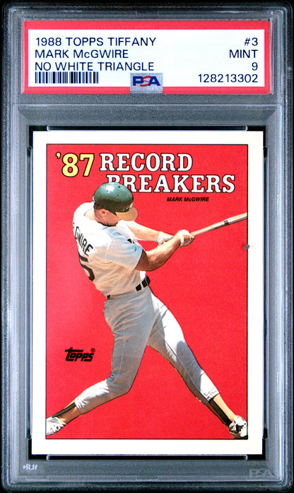 1988 TOPPS TIFFANY 3 MARK McGWIRE NO WHITE TRIANGLE - MINT 9