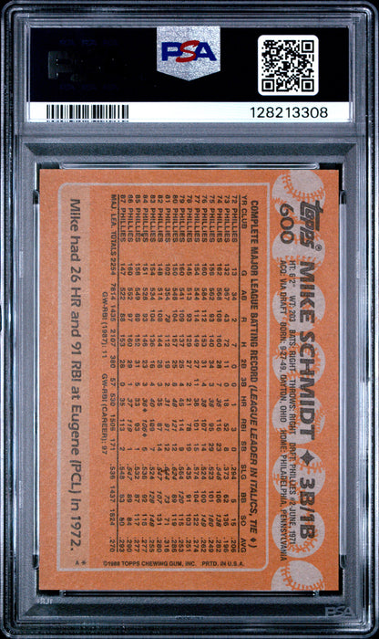 1988 TOPPS 600 MIKE SCHMIDT  - MINT 9