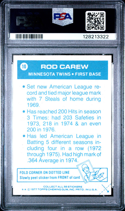 1977 TOPPS CLOTH STICKERS 10 ROD CAREW  - NEAR MINT 7