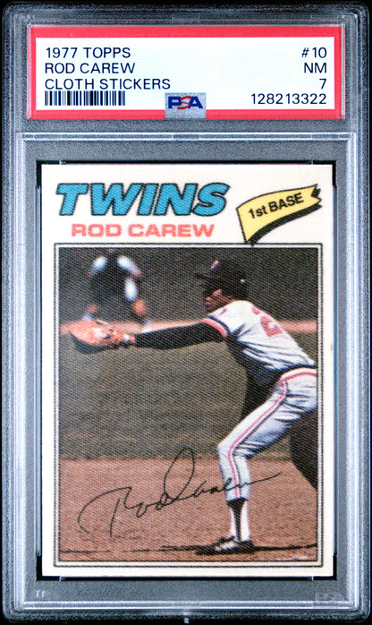 1977 TOPPS CLOTH STICKERS 10 ROD CAREW  - NEAR MINT 7