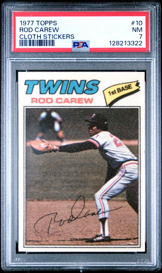 1977 TOPPS CLOTH STICKERS 10 ROD CAREW  - NEAR MINT 7