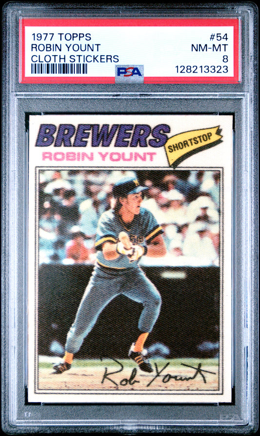 1977 TOPPS CLOTH STICKERS 54 ROBIN YOUNT  - NEAR MINT-MINT 8