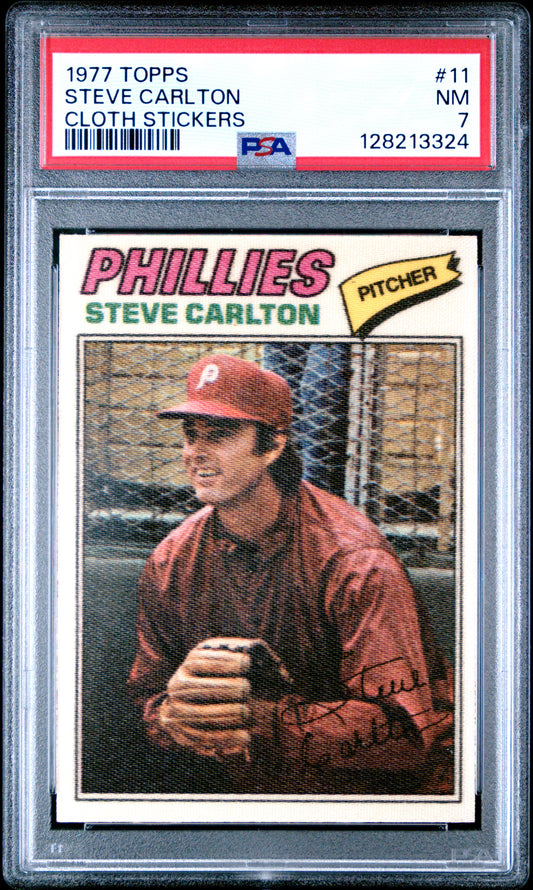 1977 TOPPS CLOTH STICKERS 11 STEVE CARLTON  - NEAR MINT 7